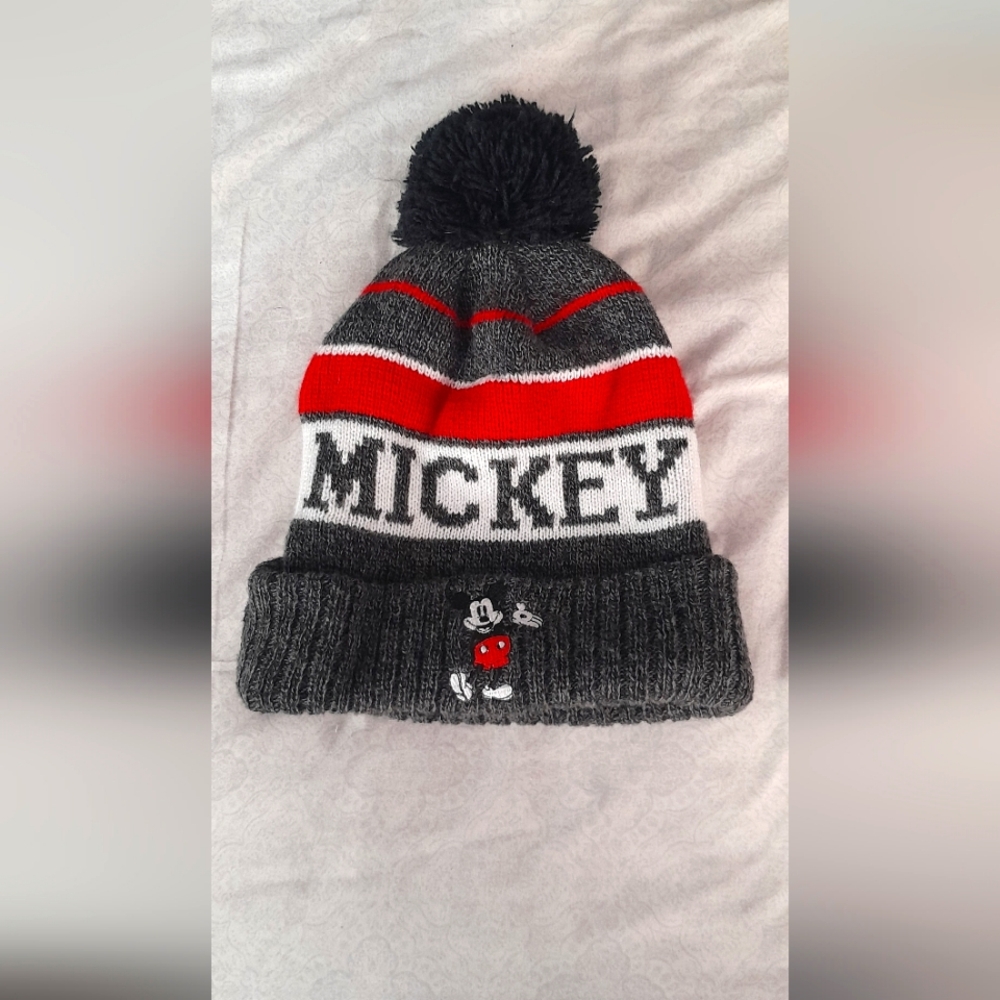 Disney Pom-Pom Beanie - Gray, Red, Black